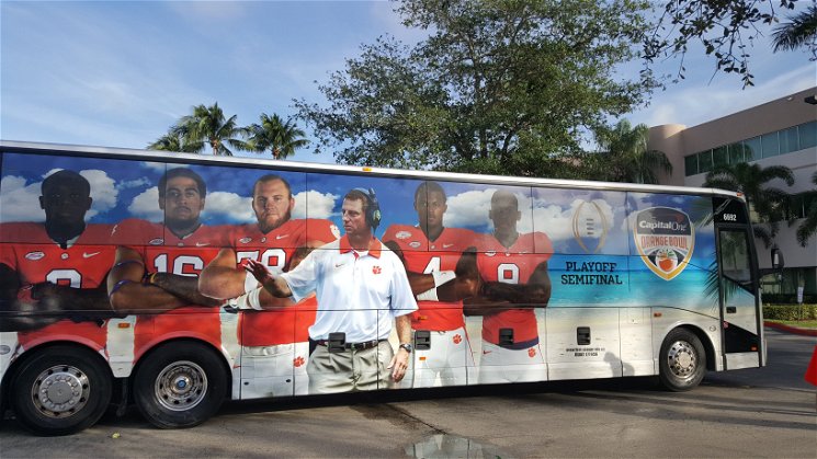 Photo: Clemson bus arrives in Miami
