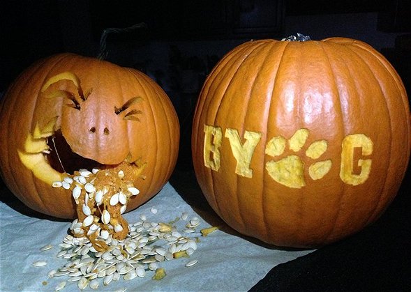 Photo: Clemson pumpkin carving with 'BYOG'