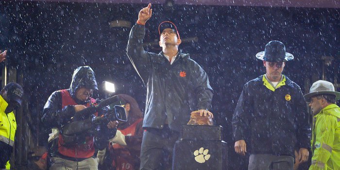 Dabo Swinney on the hill before the Clemson-ND game