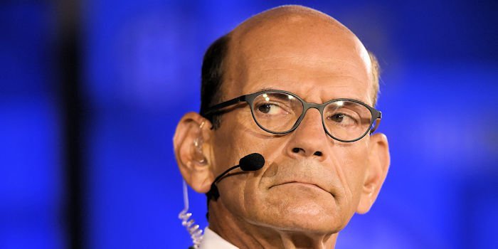 Finebaum frowning at SEC Media Day (Shanna Lockwood - USA Today Sports)