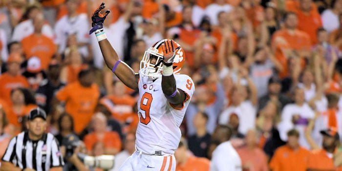 Gallman with the score in the first half against Auburn