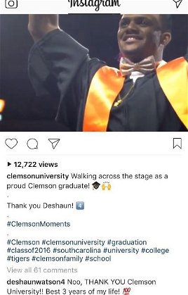courtesy - Clemson Instagram
