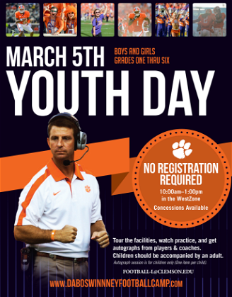Clemson Football to host free youth day