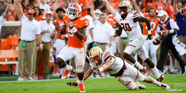 Travis Etienne  had  a breakout freshman campaign, ranking among the nation's best in yards per carry and touchdowns.