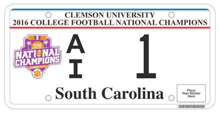 Clemson National Championship License Plate now available