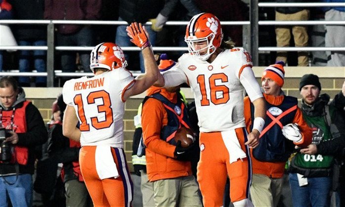 Trevor Lawrence on the win, playing South Carolina