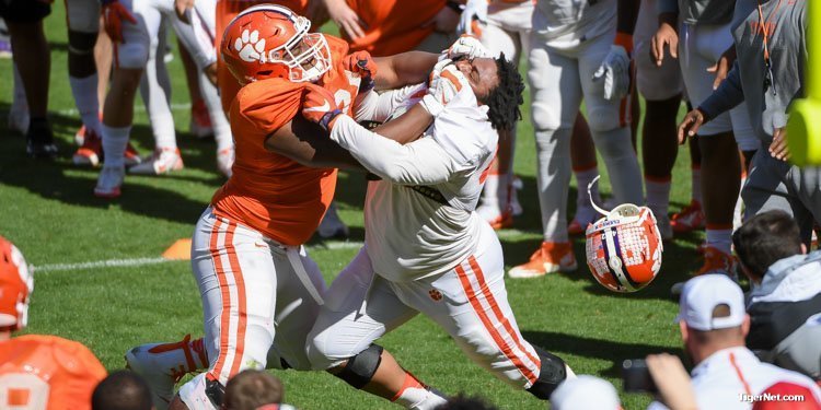 Clemson holds final pads workout prior to Spring Game