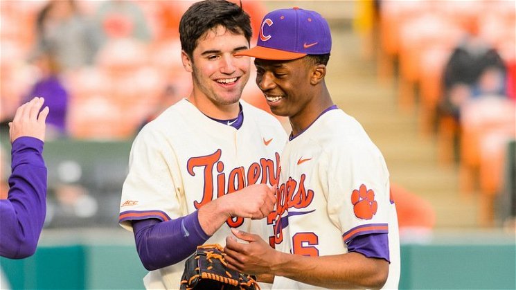Two freshman in Davis Sharpe, left, and Keyshawn Askew, right, are bookends in the Clemson rotation. 