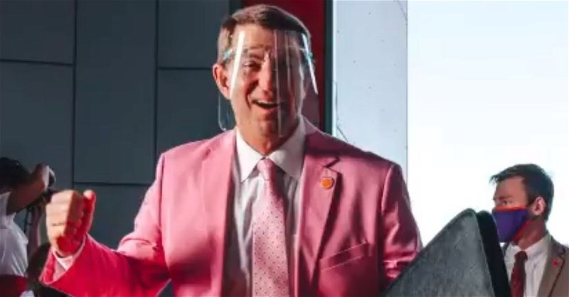 Swinney wears pink yearly for Breast Cancer Awareness (credit: Clemson Twitter)