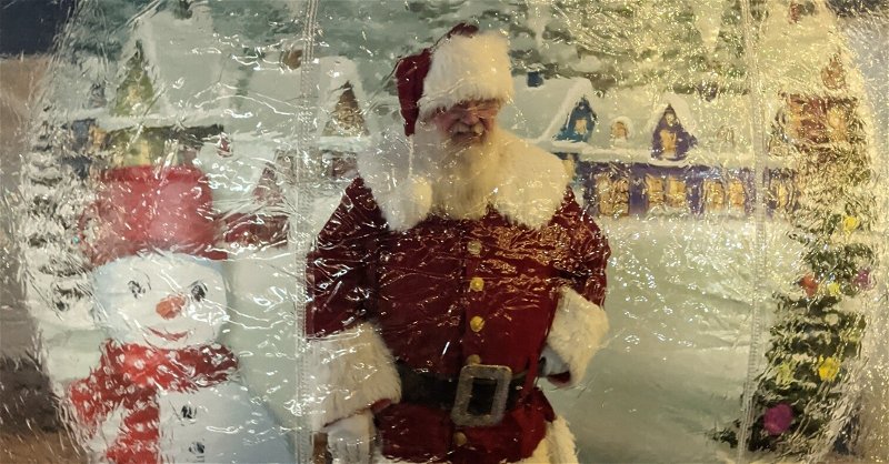 Santa Claus was placed in a giant snow globe in downtown Clemson