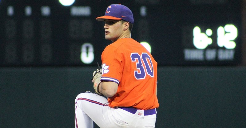 Sharpe returns to the mound for the first time since March 12 against UNC (Clemson athletics photo). 