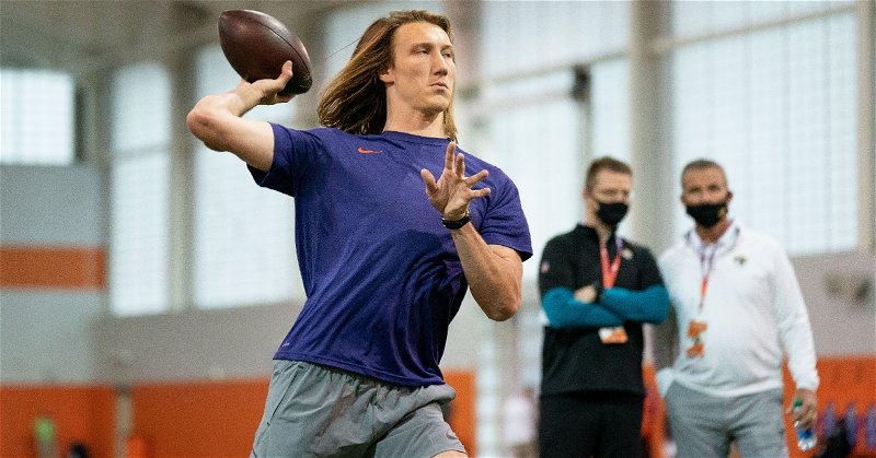 Meyer looking on during Trevor Lawrence's Pro Day (Clemson photo)