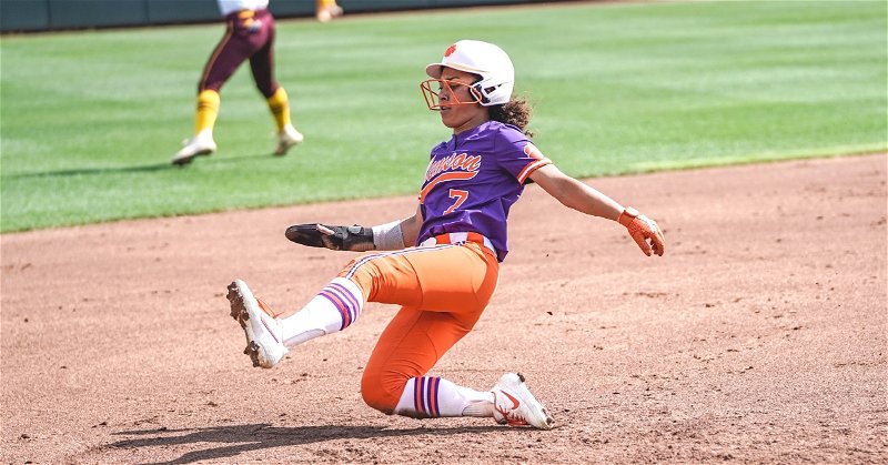 Clark crossed the plate three times in game two, including on a home run. (Clemson athletics photo)