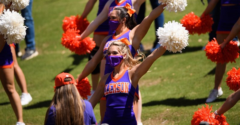 Clemson cheer team on the hill (ACC photo)