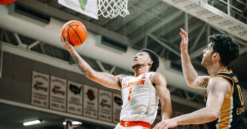 Chase Hunter scored 21 points in a 74-71 loss to Iowa. (Clemson athletics photo)