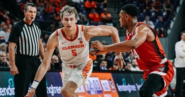 Hunter Tyson totaled career highs in points and rebounds in the win that pushed Clemson to 3-0 in ACC play (Clemson athletics photo).
