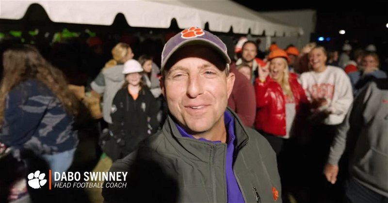 Clemson coach Dabo Swinney had some fun hanging out with students during Homecoming festivities.