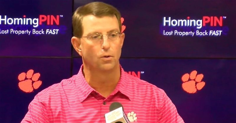 Swinney started his press conference talking about breast cancer awareness