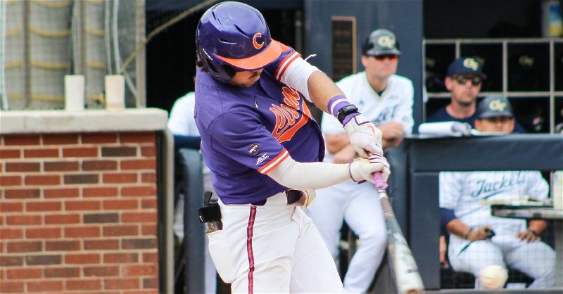 Clemson pounded out 14 hits and 14 runs to take a game from Georgia Tech on Sunday. (Clemson athletics photo)