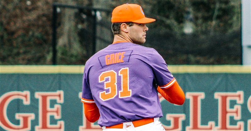 Caden Grice was named a national player of the week and the ACC's pitcher of the week. (Clemson athletics photo)