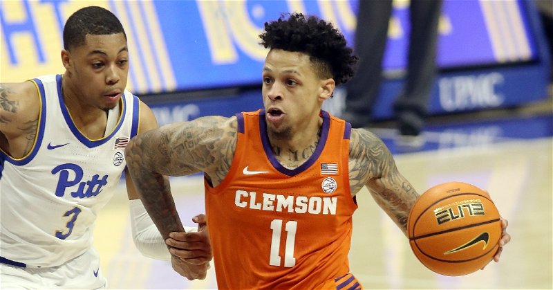 Brevin Galloway was one of four double-figure scorers for the Tigers in the win to stay in first place in the ACC. (Photo: Charles Leclaire / USATODAY)