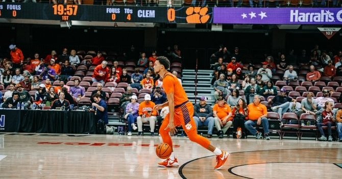Chase Hunter sunk two free throws with 3.4 seconds left to give Clemson the lead. (Clemson athletics photo)