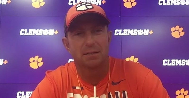 Clemson coach Dabo Swinney says the last two times Clemson has been in Dallas and the Bay Area were good for the Tigers, so that's a positive for the ACC expansion with Cal, Stanford and SMU.