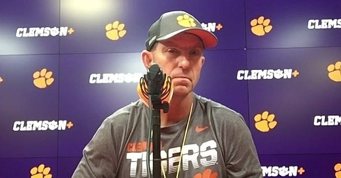 Clemson coach Dabo Swinney says he hadn't heard of anything to the extent of the alleged sign-stealing operation Michigan had.