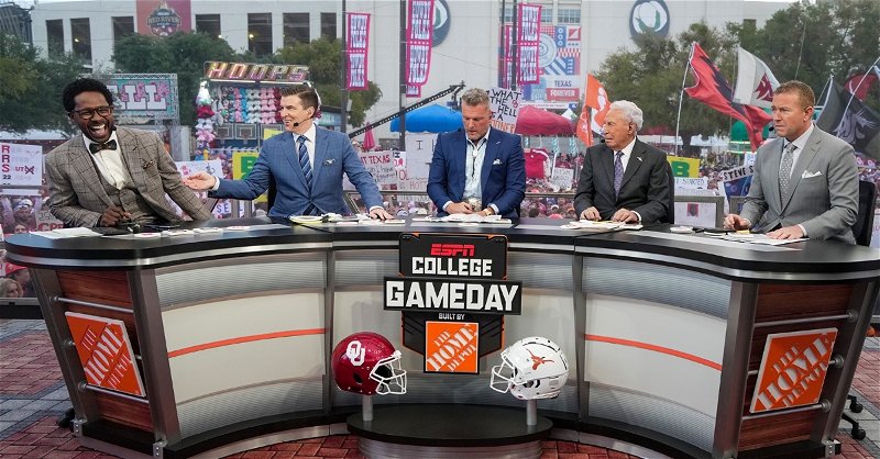 ESPN's College Gameday crew was at Oklahoma-Texas previously this season and traveled to Ohio State-Penn State this week. (Photo: Richard Brazziell / USATODAY)