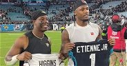 LOOK: Travis Etienne, Tee Higgins exchange NFL jerseys