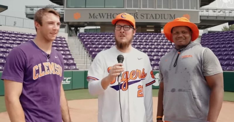 Cade Klubnik got the better of the All-American Tyler Davis in a HR derby competition at McWhorter Stadium.