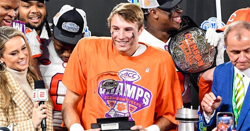 Cade Klubnik earned MVP honors in the ACC Championship win over UNC, coming off the bench to lead the Tigers to victory.