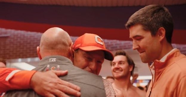 WATCH: Dabo Swinney emotional in locker room after becoming all-time winningest coach at Clemson