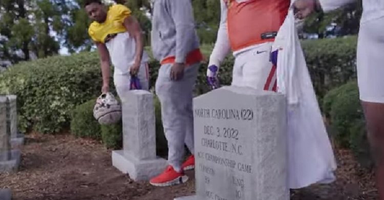 Clemson unveiled its latest tombstones marking top-25 wins away from home recently in a video.