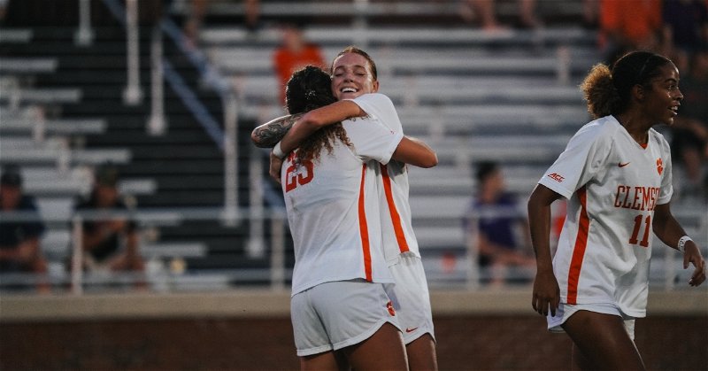 Clemson women's soccer scored in the first half and hung on to a Top 10 win over Arkansas to stay unbeaten (Clemson athletics photo).