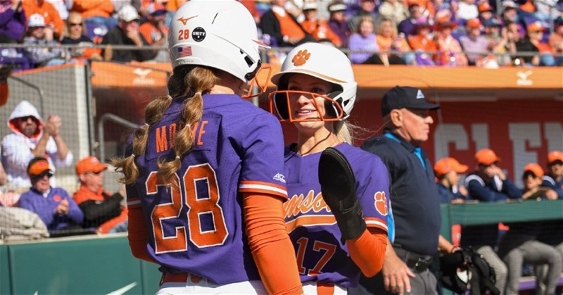 Ally Miklesh crossed the plate for a run in both games. (Clemson athletics photo)