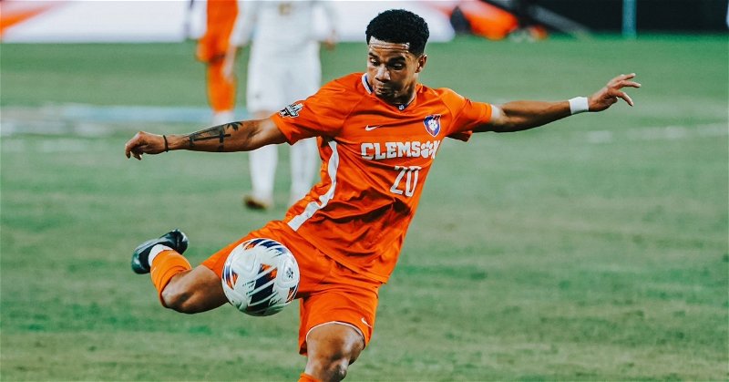 Shawn Smart's first-half volley proved to be the difference (Clemson athletics Twitter photo). 