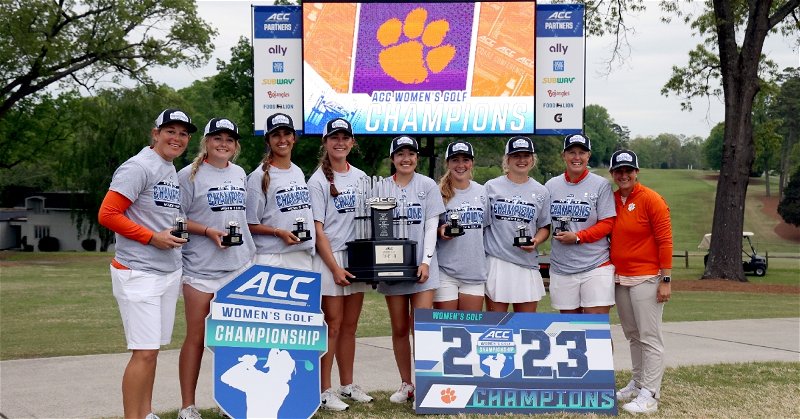 Clemson women's golf won its first ever ACC championship with a match play win over Virginia. (Clemson athletics photo)