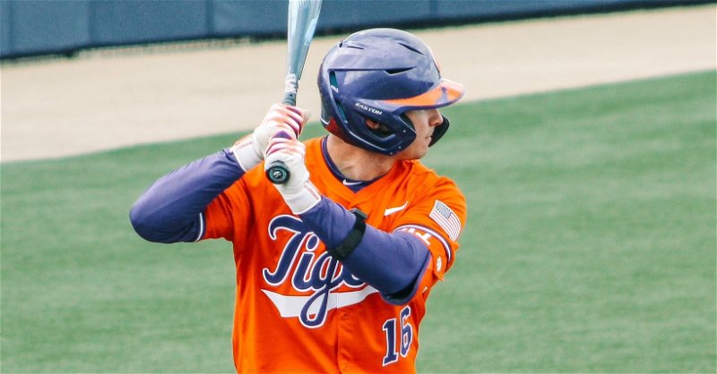 Clemson notched a 15th comeback win, with Will Taylor's opposite-field homer in the eighth putting Clemson on top (Clemson athletics photo). 