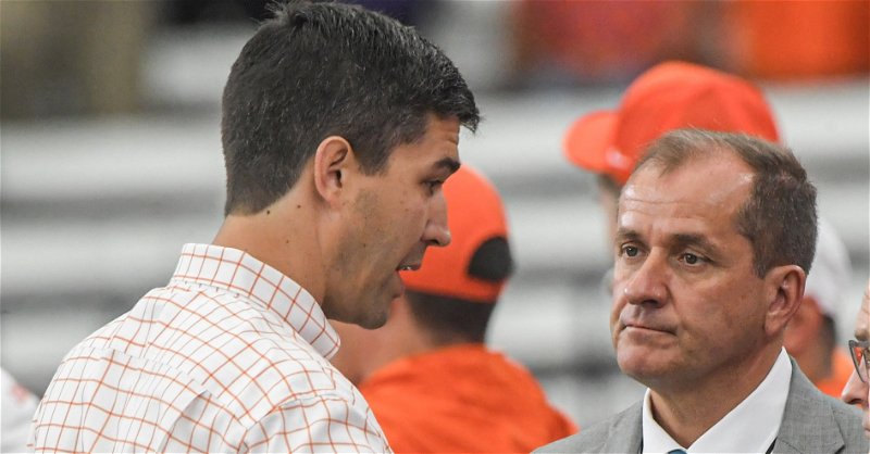 Clemson athletic director Graham Neff and ACC commissioner Jim Phillips had an interesting exchange pregame of the Tigers' trip to Syracuse last fall. (Photo: Ken Ruinard / USATODAY)