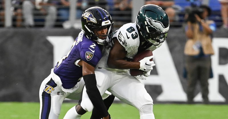 Nate Wiggins was ruled out by his head coach for Sunday after being involved in a car accident recently. John Harbaugh said that Wiggins is healthy out of the incident. (Photo: Tommy Gilligan / USATODAY)